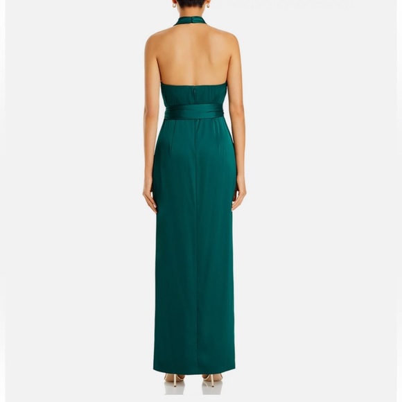 LIV FOSTER Green Cowl Neck Maxi Dress Satin Gown Wedding Formal Party Size 2 - Picture 6 of 14